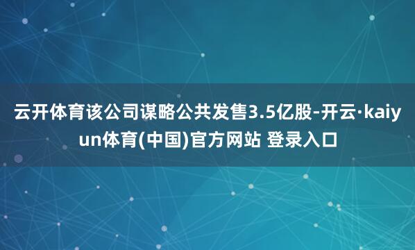 云开体育该公司谋略公共发售3.5亿股-开云·kaiyun体育(中国)官方网站 登录入口